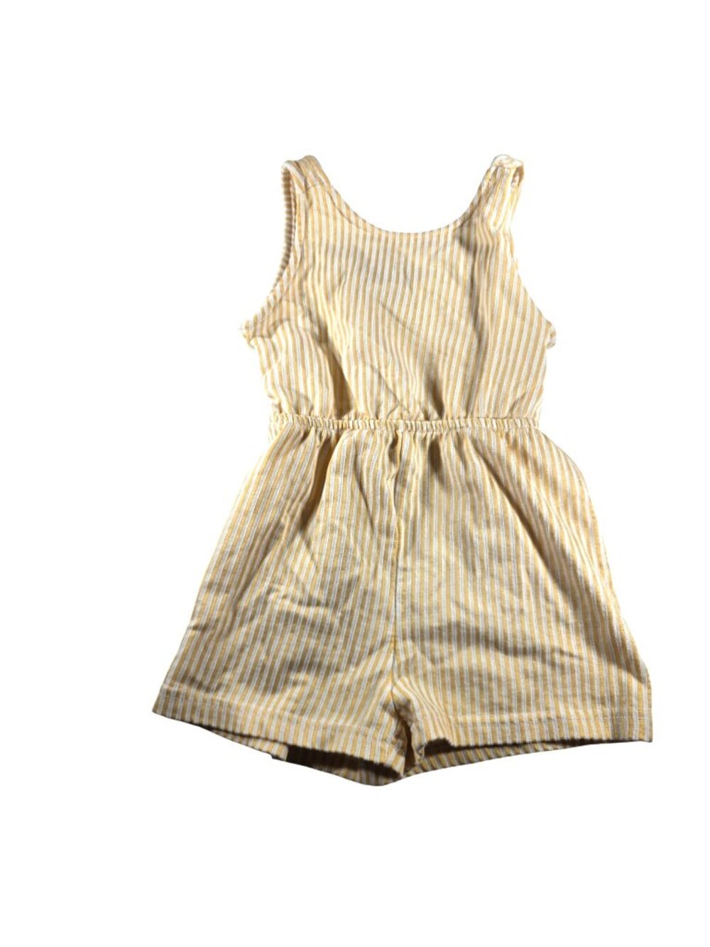 Vince Camuto Girls Yellow & White Striped Sleeveless Romper 4T Cotton Blend